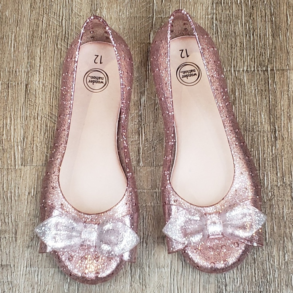 Wonder Nation Toddler Pink Glitter Jellies w/Bow
